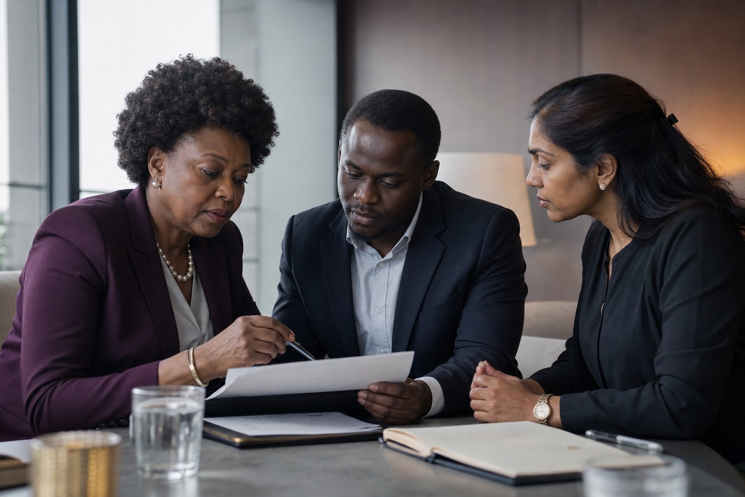 Editorial scene of African decision owners conducting a governed human review